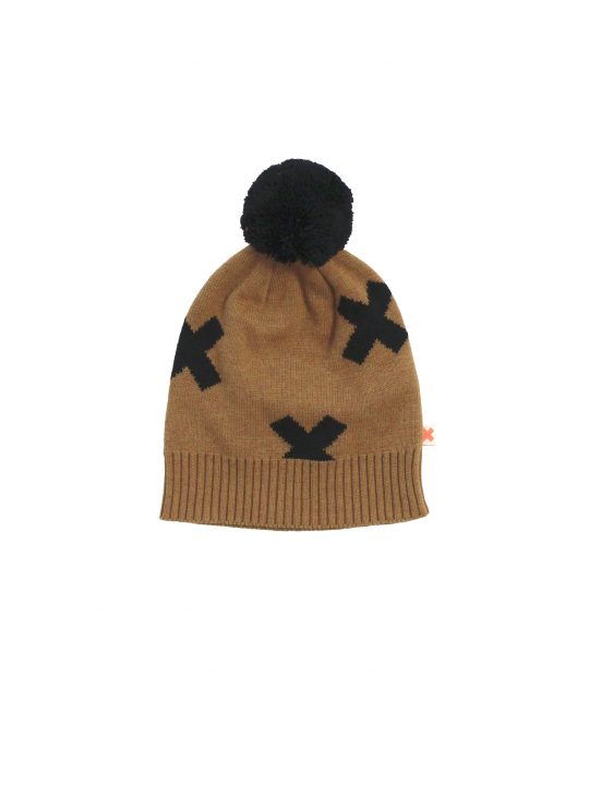 LOGO BEANIE KNIT BROWN