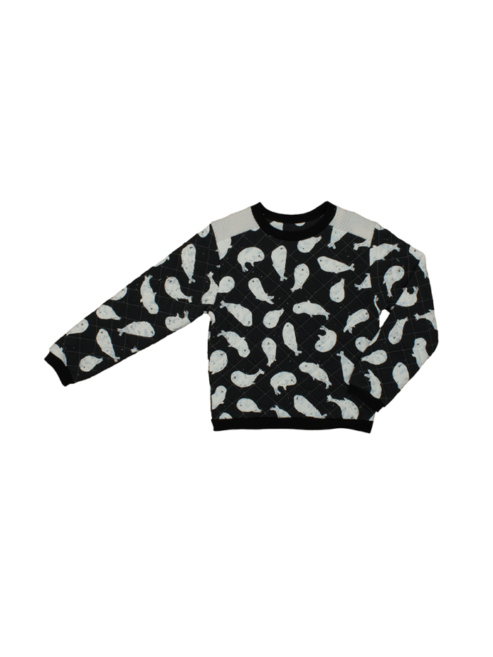 PADDED SWEATER BALCK WHALES - Image 1