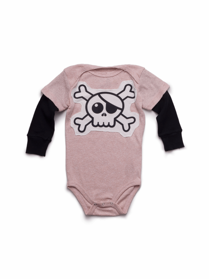 SKULL PATCH ONESIE POWDER PINK - Image 1