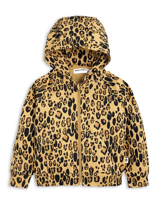 LEOPARD ZIP HOOD BEIGE