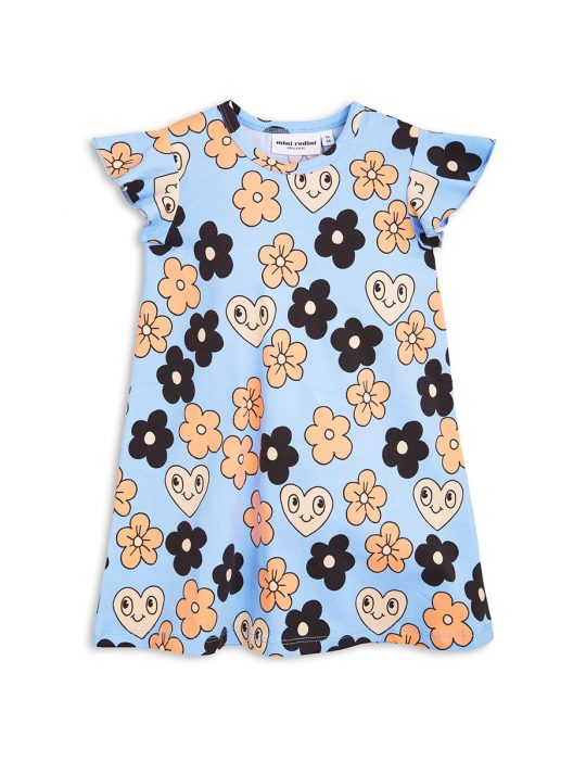 FLOWERS WING DRESS LIGHT BLUE