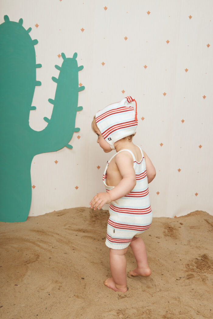 KNIT ROMPER WHITE / MULTI STRIPES - Image 2