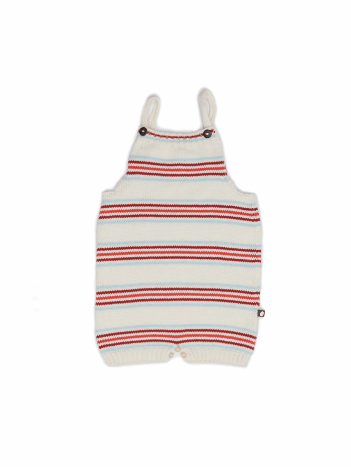 KNIT ROMPER WHITE / MULTI STRIPES - Image 1