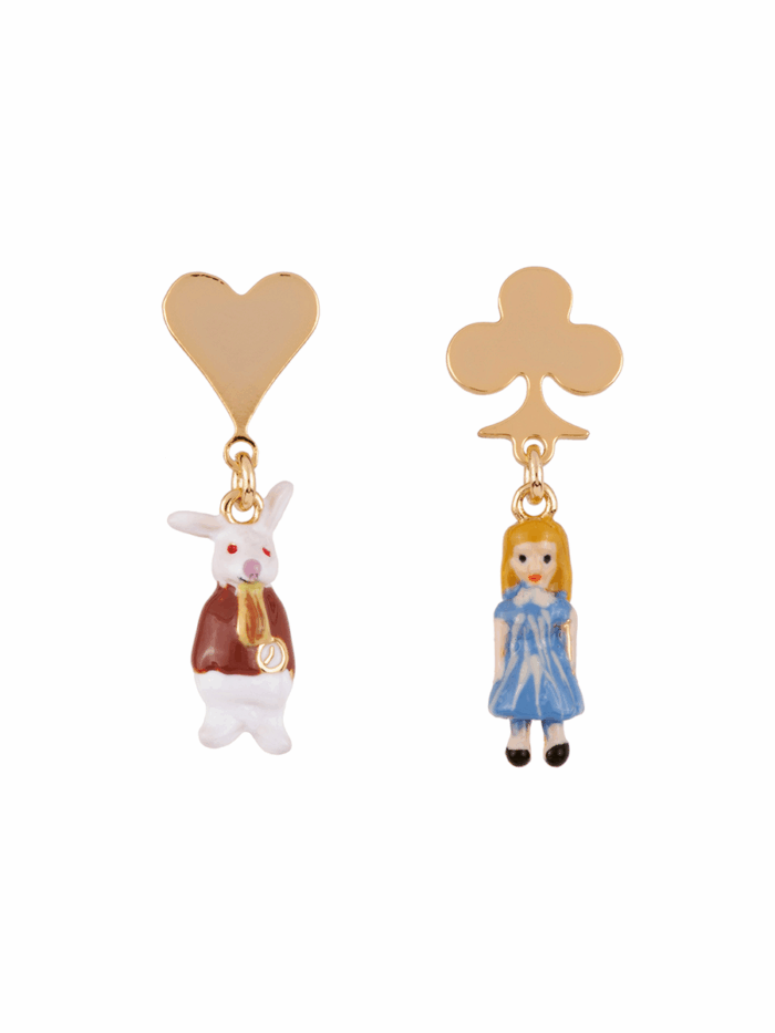 MINIATURES OF ALICE AND THE WHITE RABBIT EARRINGS - Image 1