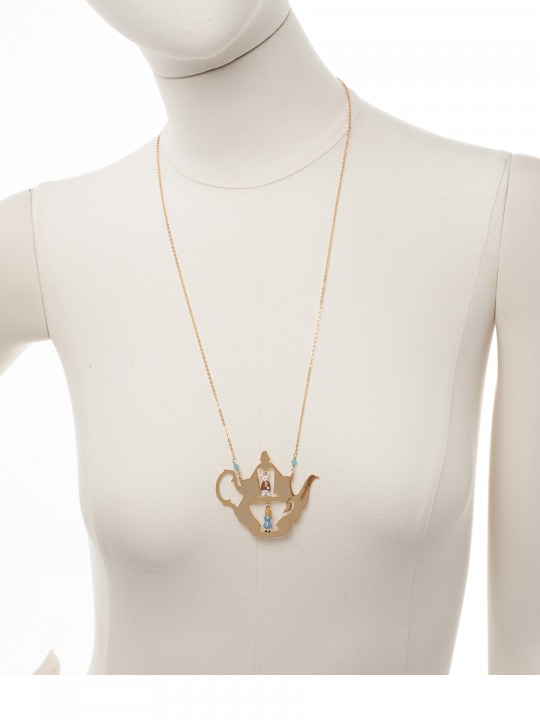 ALICE AND THE WHITE RABBIT IN A TEAPOT LONG NECKLACE