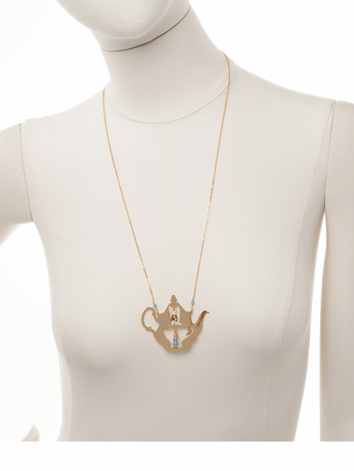 ALICE AND THE WHITE RABBIT IN A TEAPOT LONG NECKLACE - Image 3