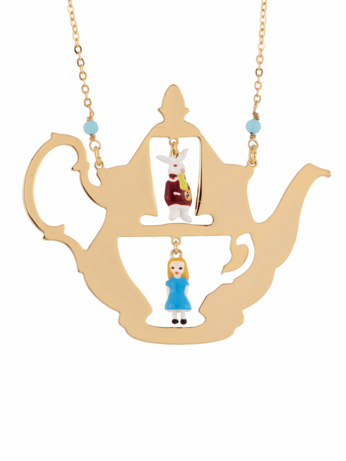 ALICE AND THE WHITE RABBIT IN A TEAPOT LONG NECKLACE - Image 2