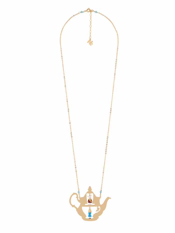 ALICE AND THE WHITE RABBIT IN A TEAPOT LONG NECKLACE - Image 1