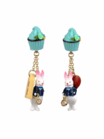 CUPCAKE AND THE WHITE RABBIT DROP EARRINGS