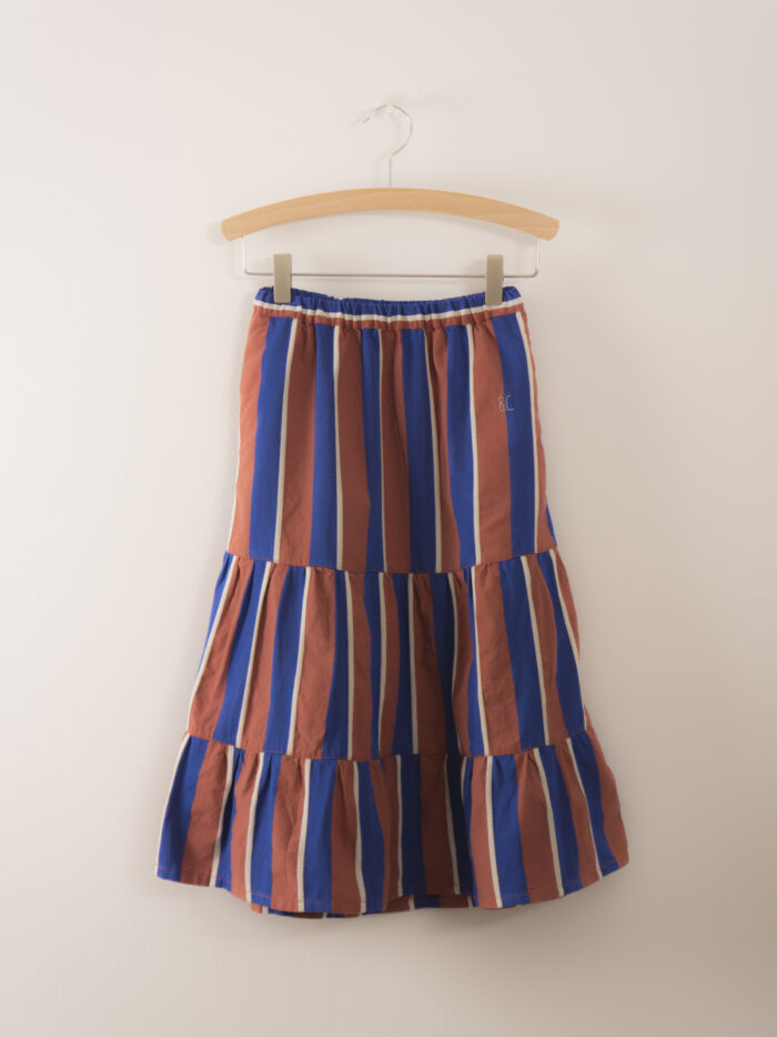 AWNING STRIPES LONG SKIRT DUSTY RED - Image 1