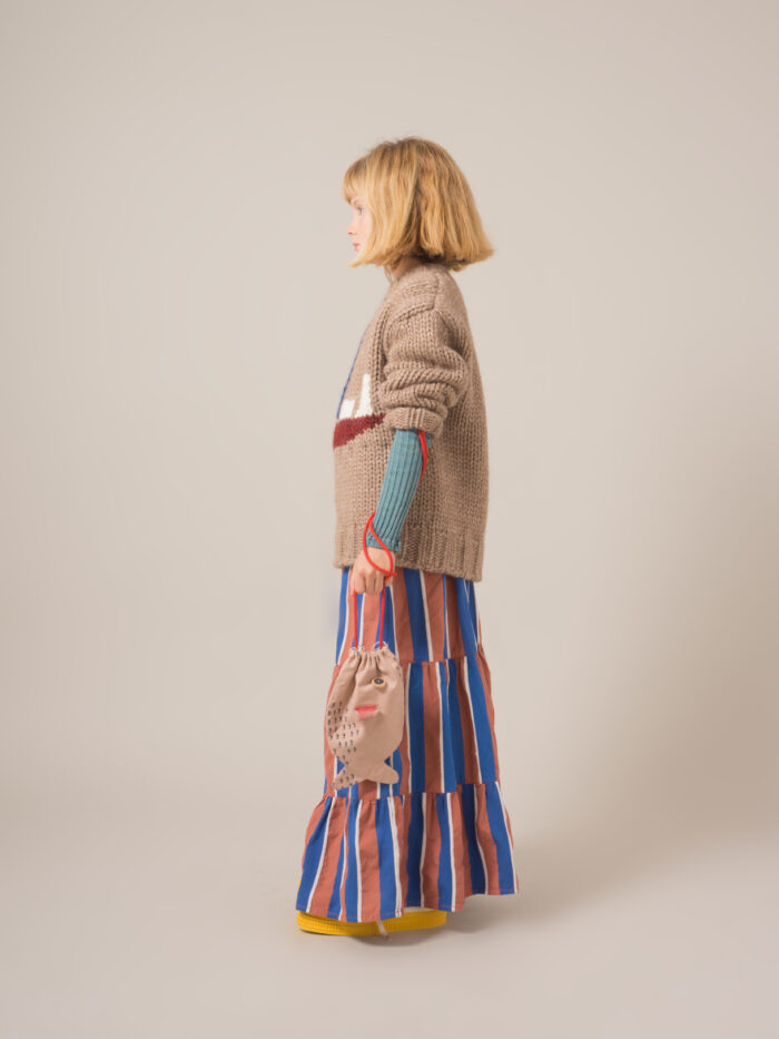 AWNING STRIPES LONG SKIRT DUSTY RED - Image 4