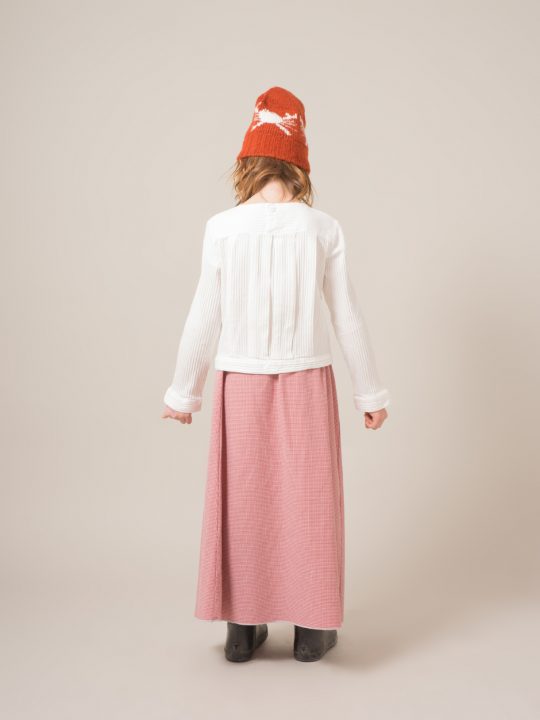 LONG FLARED SKIRT VICHY RED CLAY