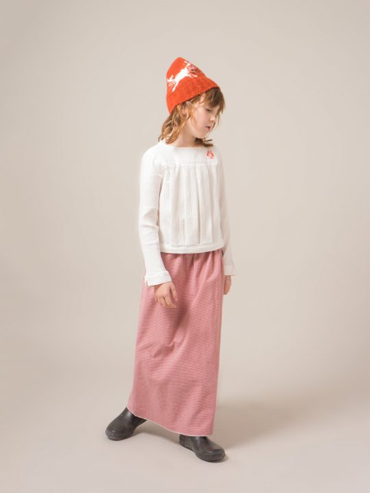 LONG FLARED SKIRT VICHY RED CLAY