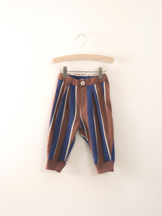 AWNING STRIPES BABY BAGGY TROUSERS DUSTY RED