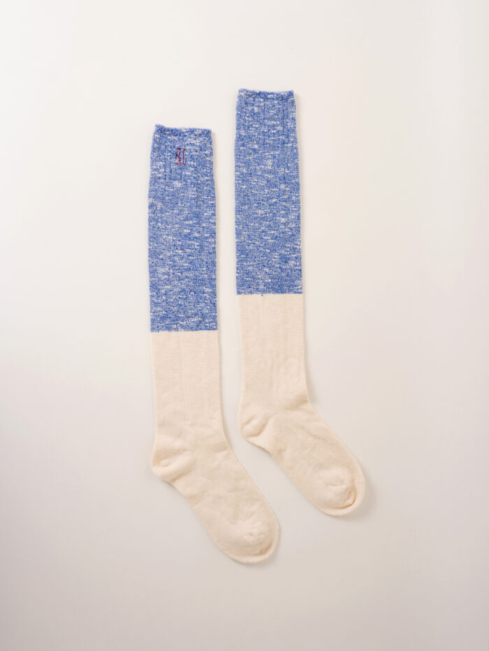 BICOLOUR OVER KNEE SOCKS BLUE SMOKE BLUE - Image 1
