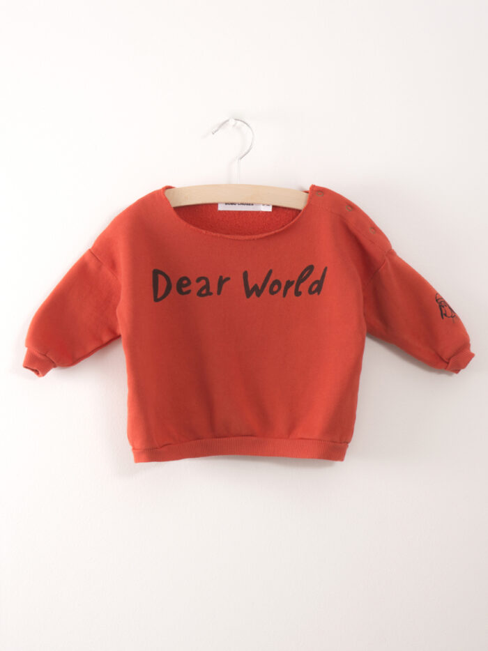 BABY SWEATSHIRT DEAR WORLD RED CLAY - Image 1