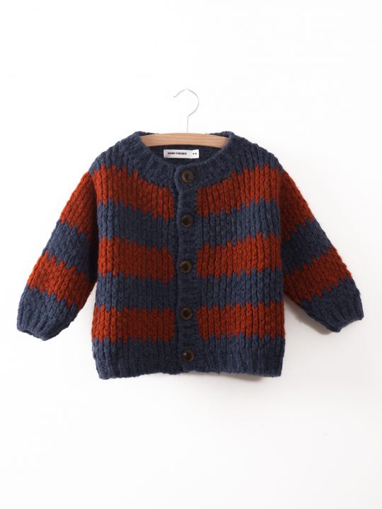 KNITTED CARDIGAN STRIPES NAUTICAL BLUE