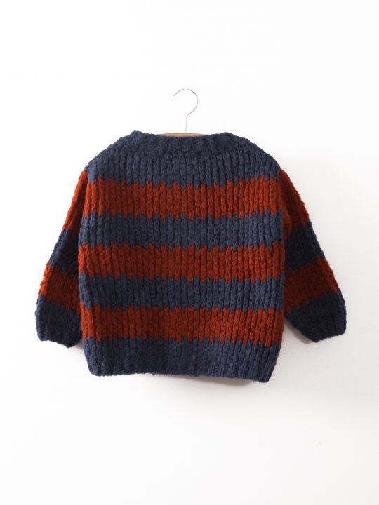 KNITTED CARDIGAN STRIPES NAUTICAL BLUE