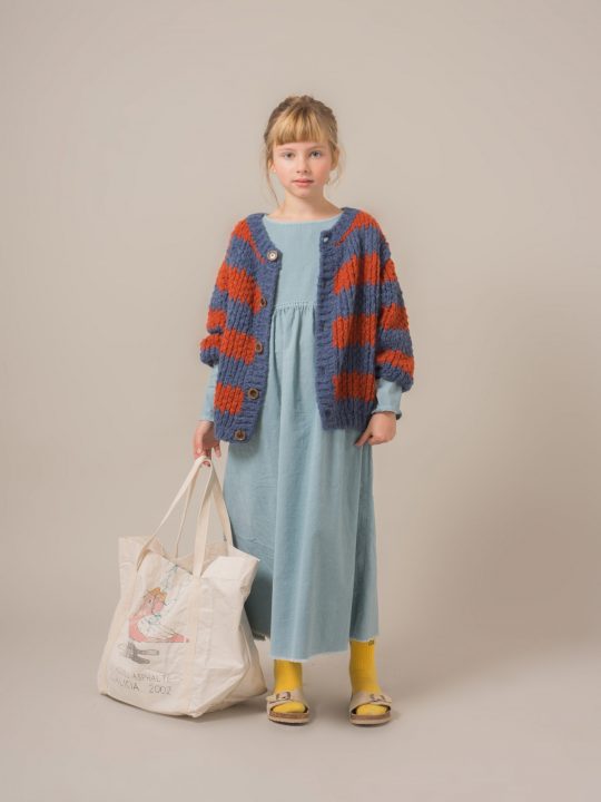 KNITTED CARDIGAN STRIPES NAUTICAL BLUE