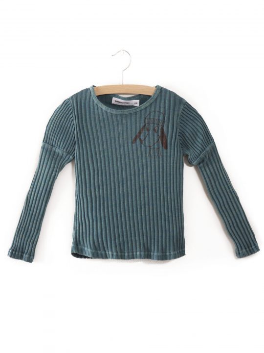 GIRL T-SHIRT LOUP EMBR SMOKE BLUE