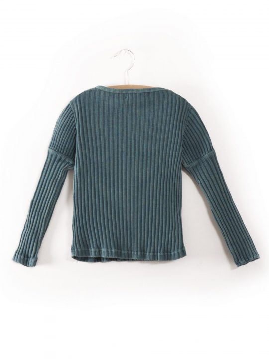 GIRL T-SHIRT LOUP EMBR SMOKE BLUE