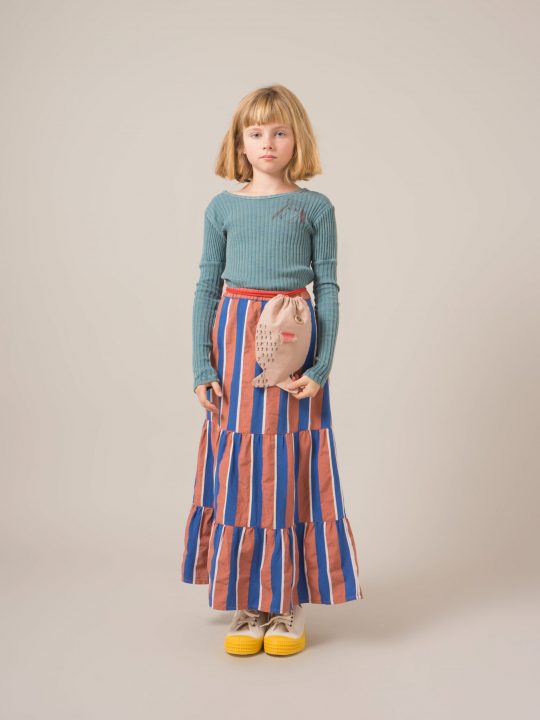 GIRL T-SHIRT LOUP EMBR SMOKE BLUE