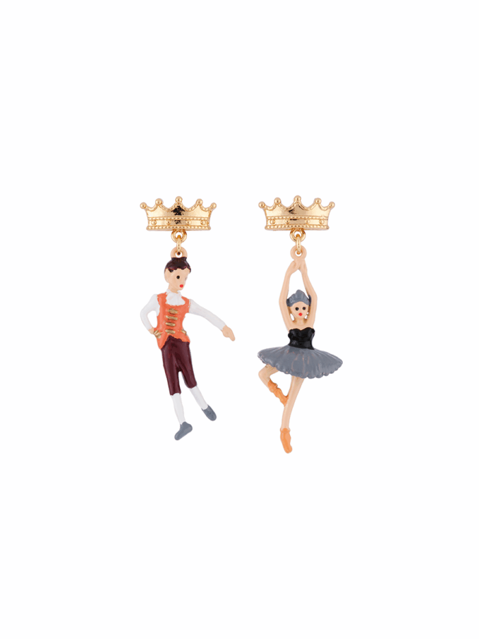 BLACK AND WHITE SWANS BALLERINAS AND PRINCE EARRINGS - Image 1