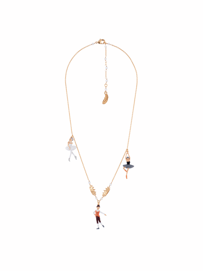 BLACK AND WHITE SWANS BALLERINAS AND PRINCE NECKLACE - Image 1