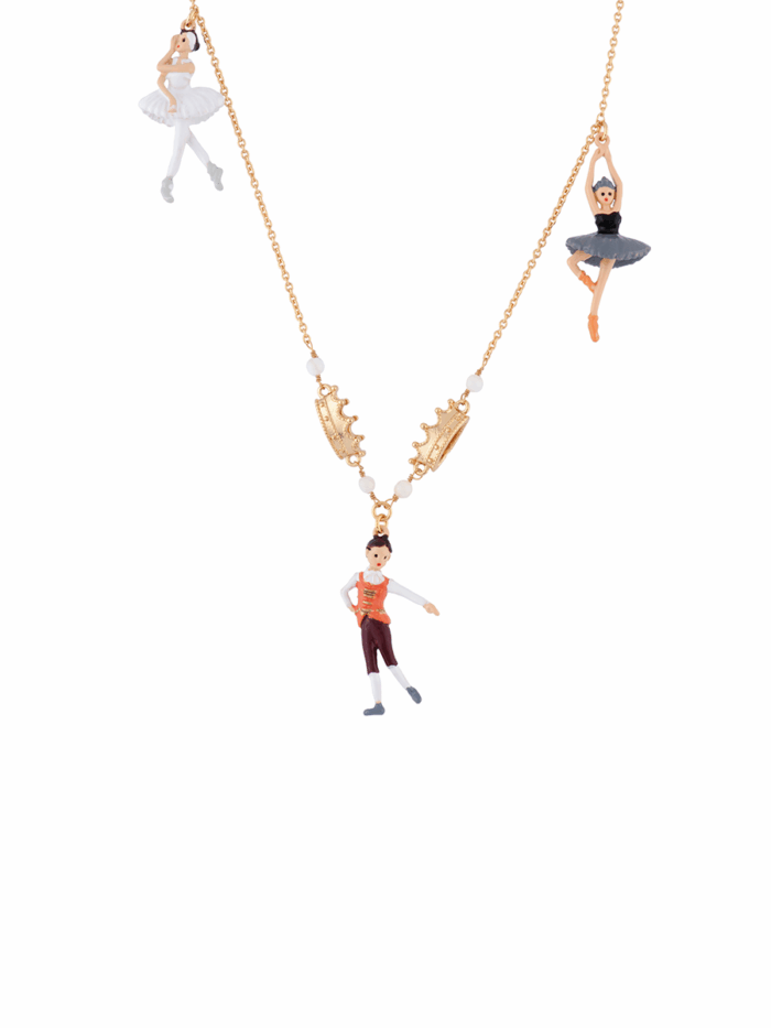 BLACK AND WHITE SWANS BALLERINAS AND PRINCE NECKLACE - Image 2