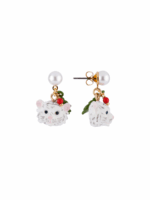 LITTLE WHITE TIGER AND LEAF EARRINGS - Image 2