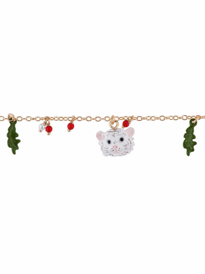 LITTLE WHITE TIGER AND LEAVES BRACELET - Image 2