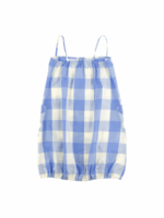 HUGE CHECK WV DRESS CERULEAN BLUE / STONE - Image 3