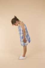 HUGE CHECK WV DRESS CERULEAN BLUE / STONE
