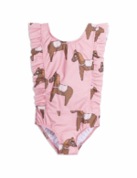 HORSE RUFFLED SWIMSUIT PINK