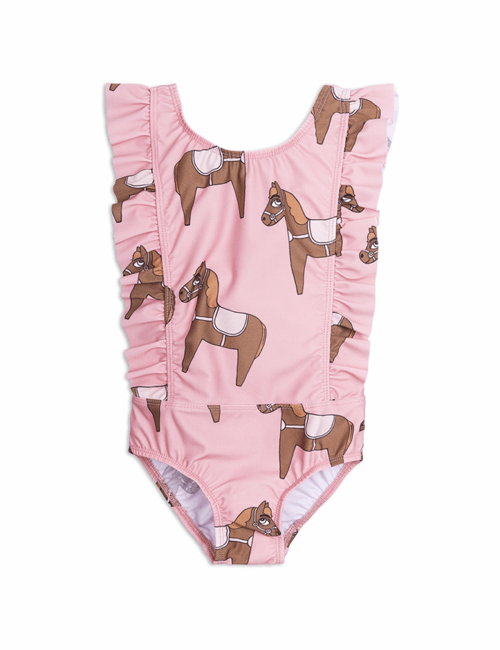 HORSE RUFFLED SWIMSUIT PINK - Image 1