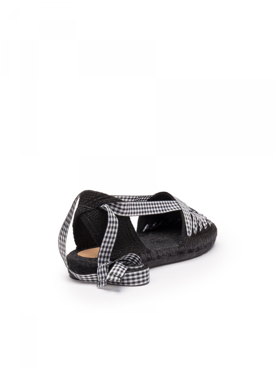 JEAN FLAT GINGHAM BERIBONNED ESPADRILLE BLACK
