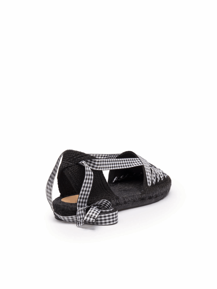 JEAN FLAT GINGHAM BERIBONNED ESPADRILLE BLACK - Image 3