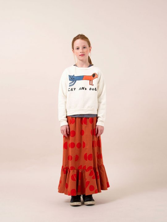 CAT AND DOG ROUND NECK SWEATSHIRT EGRET