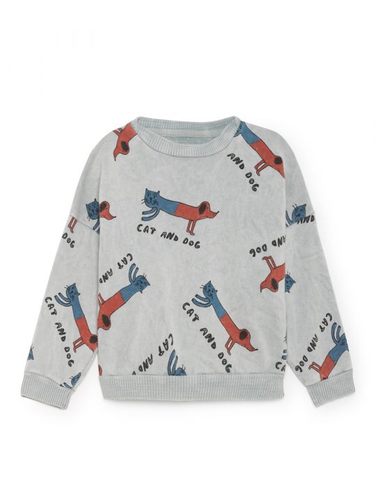 CAT AND DOG ROUND NECK SWEATSHIRT HIGH-RISE