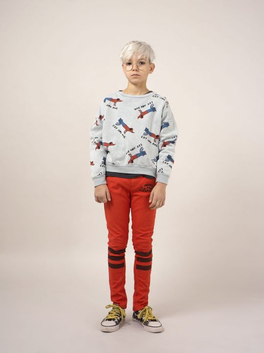 CAT AND DOG ROUND NECK SWEATSHIRT HIGH-RISE