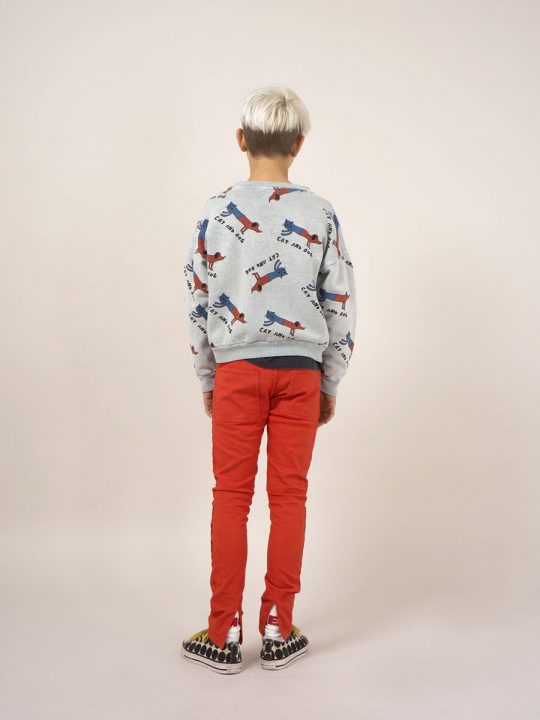 CAT AND DOG ROUND NECK SWEATSHIRT HIGH-RISE