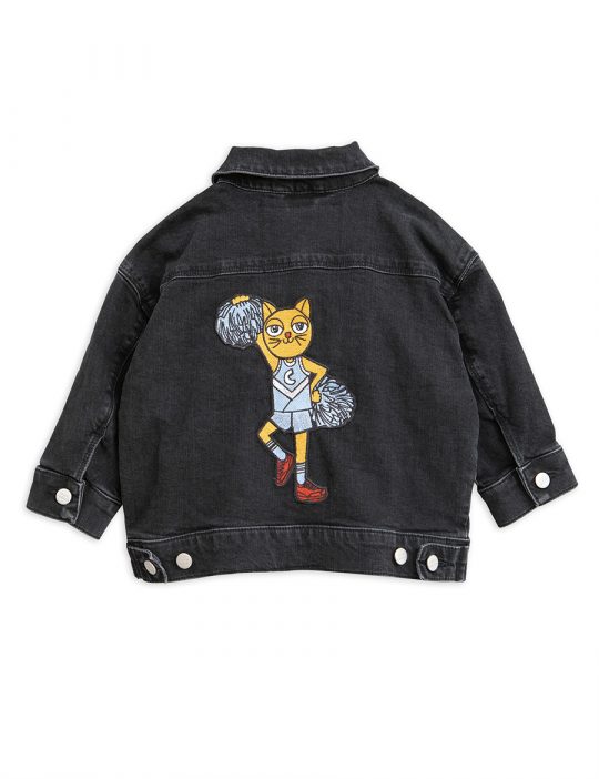 CHEER CAT DENIM JACKET BLACK
