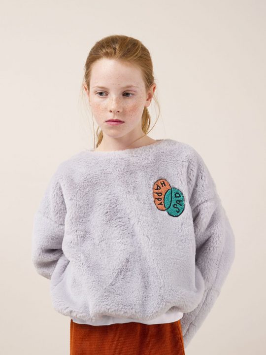 HAPPY SAD FAUX FUR SWEATSHIRT