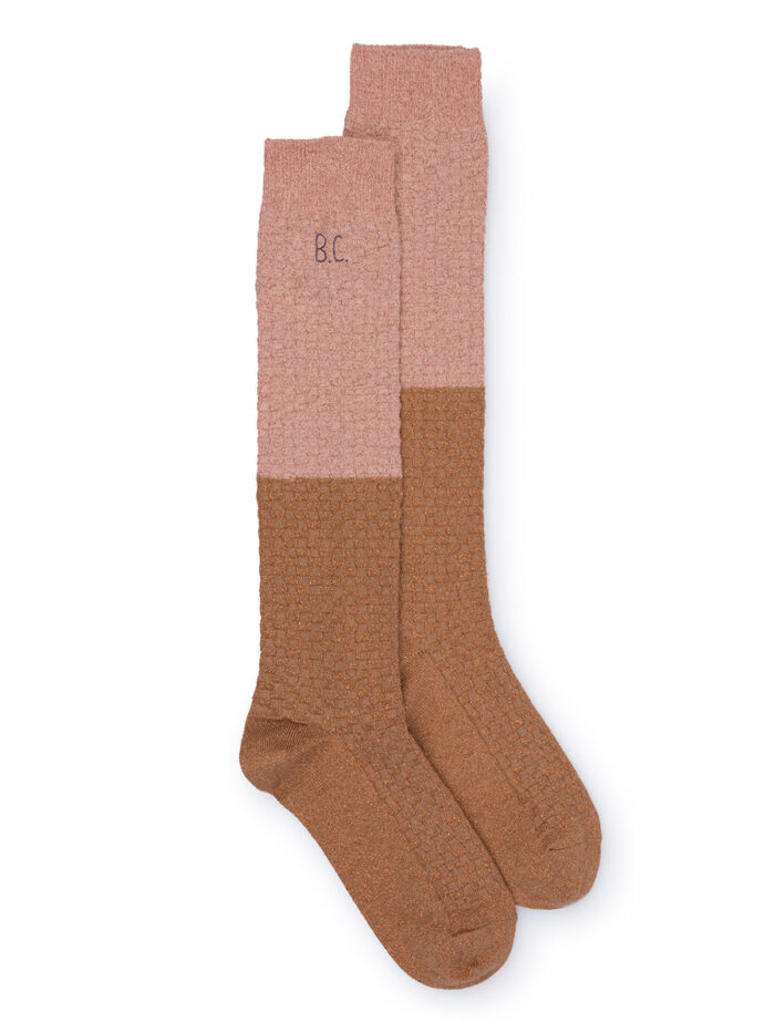 GOLD AND PINK LONG SOCKS - Image 1