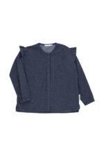 DENIM FRILLS BLOUSE NAVY - Image 2