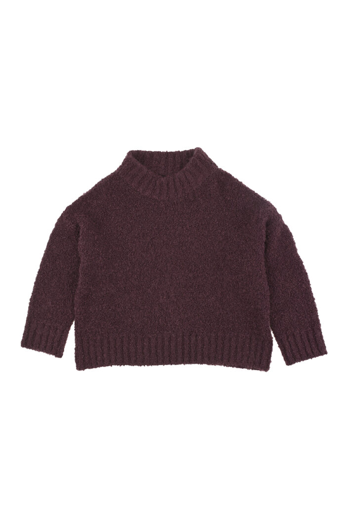 FLUFFY MOCK SWEATER PLUM - Image 1