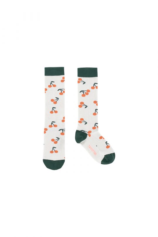 CHERRIES HIGH SOCKS LIGHT GREY/GREEN
