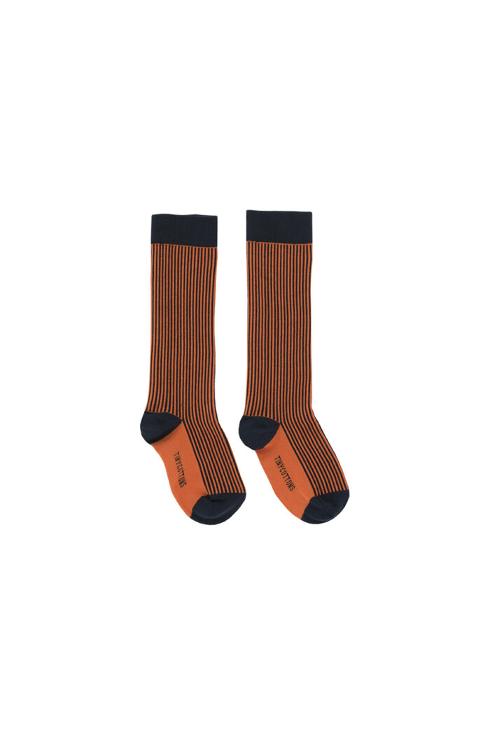 MULTI LINES HIGH SOCKS NAVY/RED - Image 1