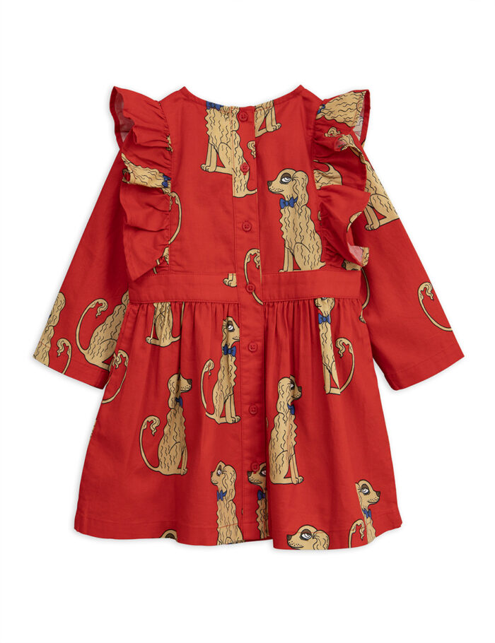 SPANIELS WOVEN RUFFLED DRESS RED - Image 2