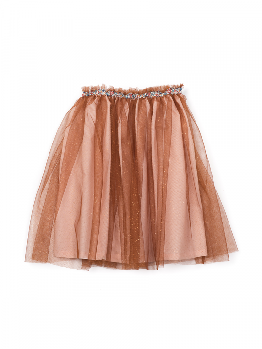 GLITTER TULLE UNDERSKIRT CHESTNUT